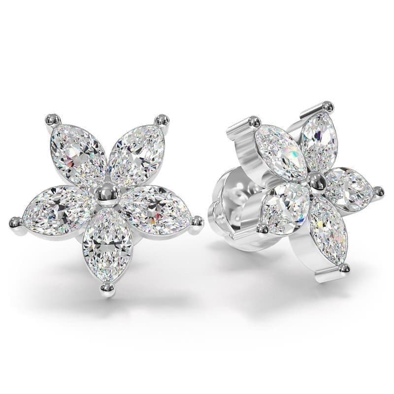 Ten Marquise Diamond Stud Earrings