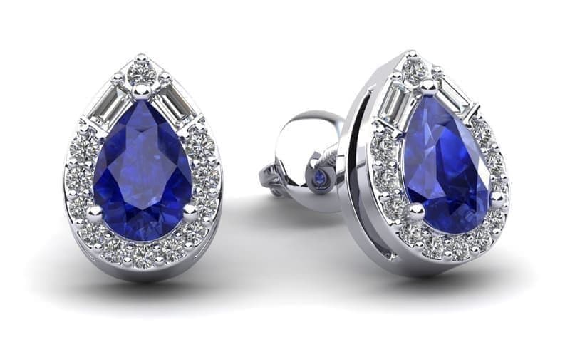 Pear Shape Gemstone and Diamond Stud Earrings
