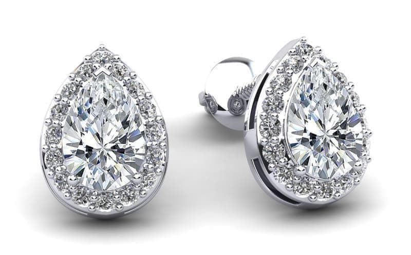 Rounds and Pears Brilliance Halo Stud Earrings