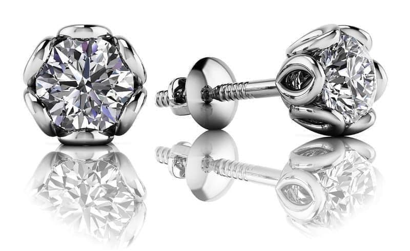 Flower Petal Diamond Stud Earrings