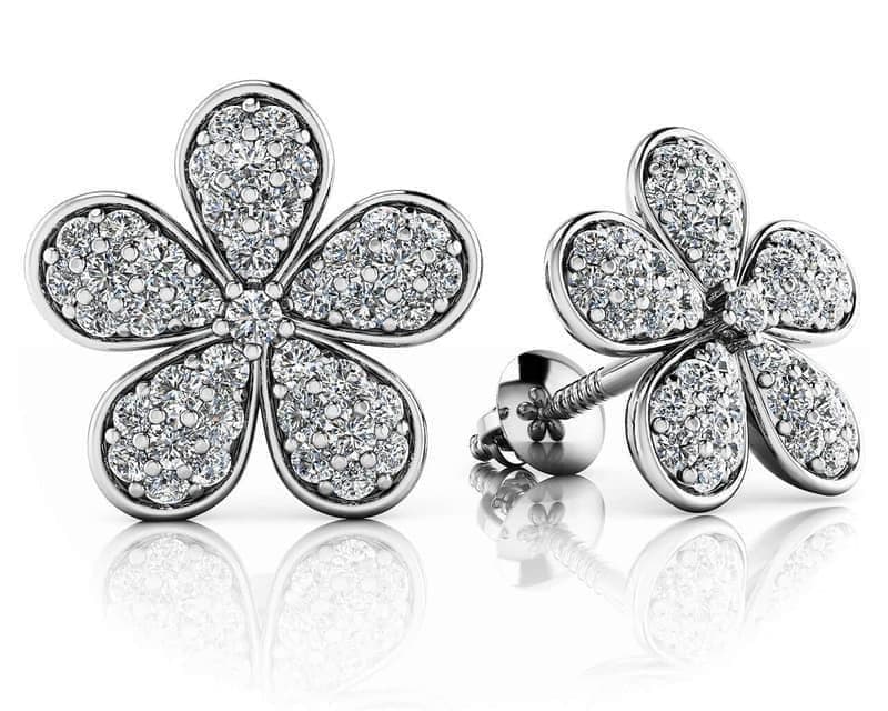Diamond Flower Stud Earrings