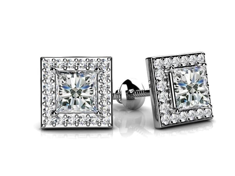 Princess Designer Diamond Stud Earrings