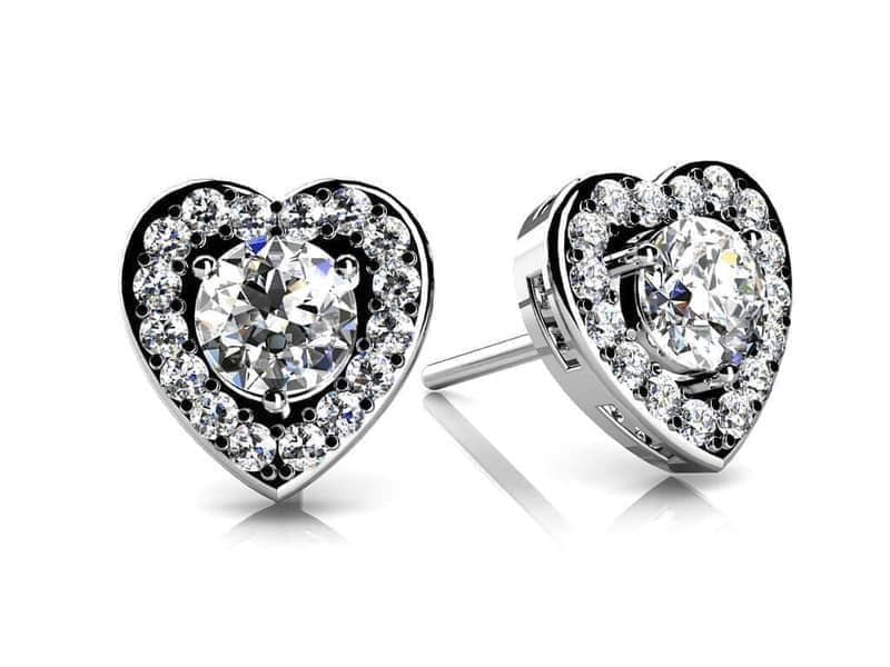 Diamond Heart Stud Earrings