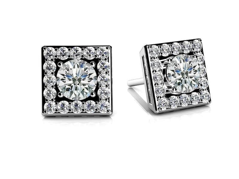 Square Shaped Diamond Studs